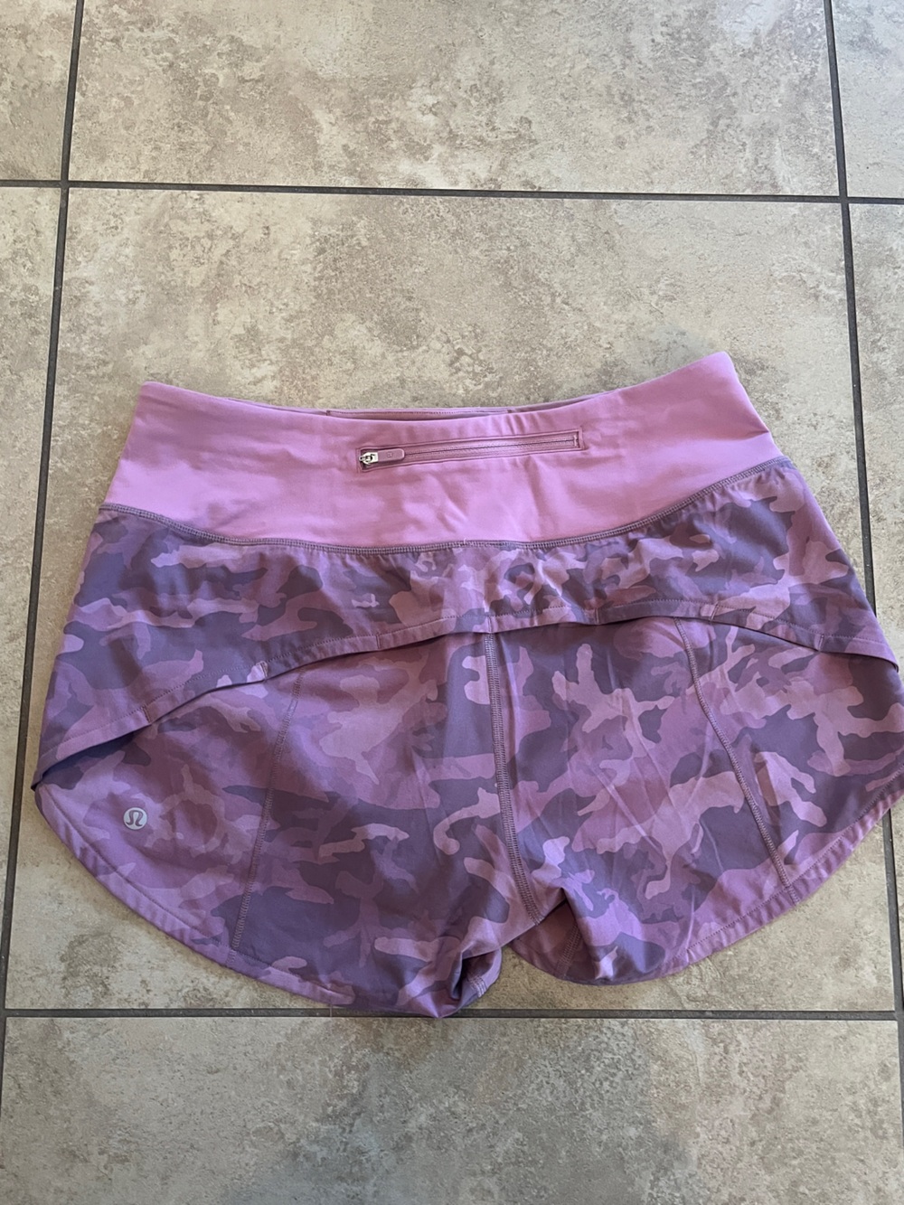Lululemon speed up shorts bright orange pink camo mauve 6